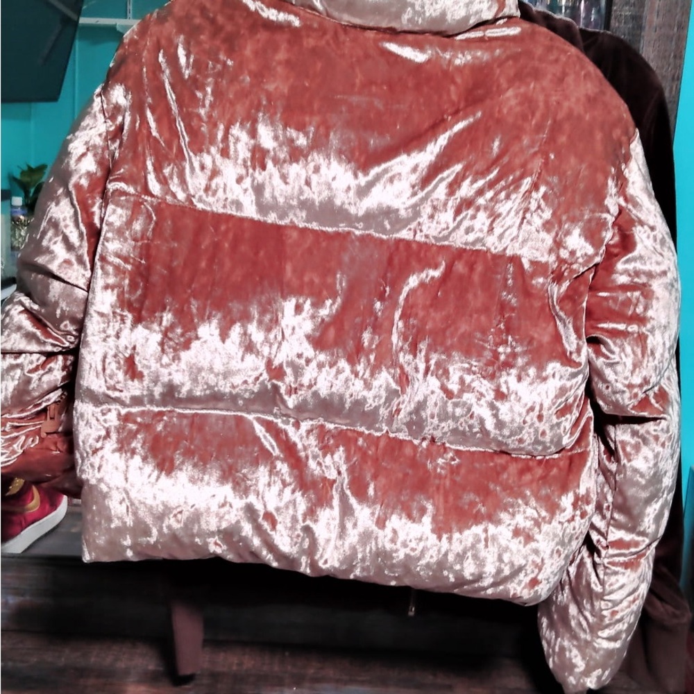 Fabletics Velvet Jacket in Rust and Cream